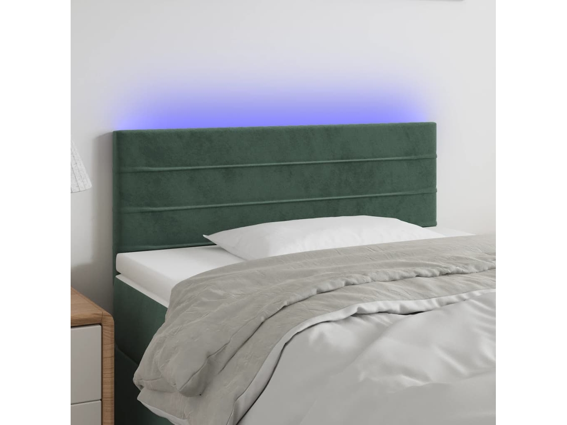 Cabecero Con Led De Terciopelo Verde Oscuro 90x5x78/88 Cm