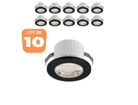Conjunto de 10 mini manchas de LED redondas 3W 3000K IP54 BRAYTRON