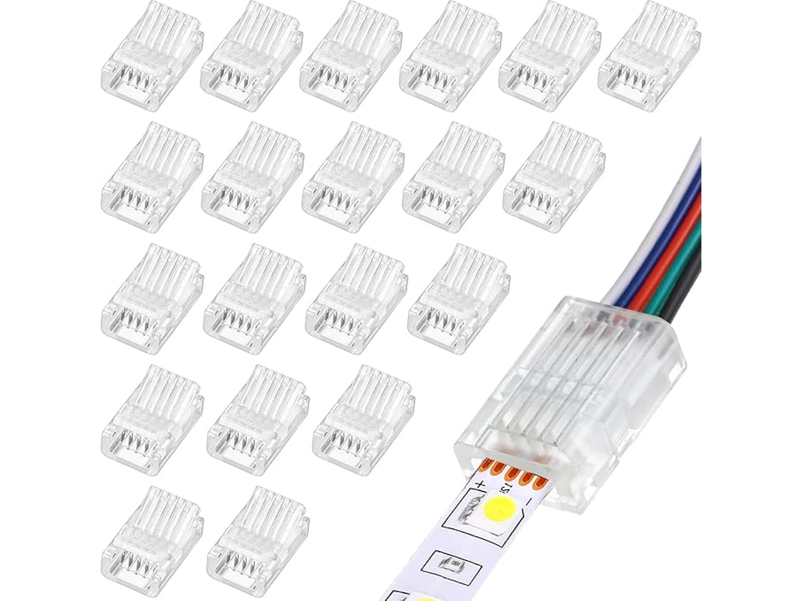 20 Pcs 5 Pines 10 Mm Led Strip Connector Rgb Lights Adaptador A Prueba De Agua 22 Awg Wire Connector For Strip Light Track 5v 12v 24v