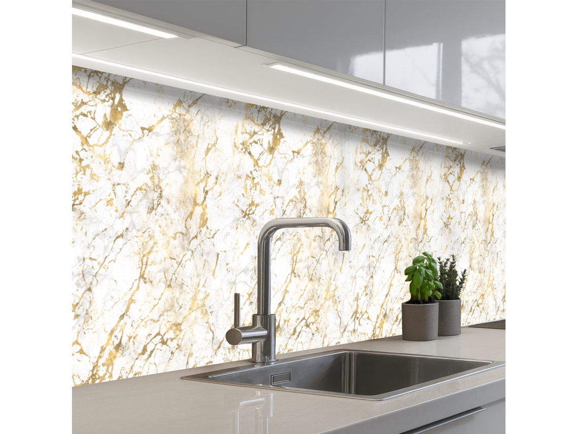 Paneles de cocina Gold Splashback - Blanco - Mármol 350x60 cm
