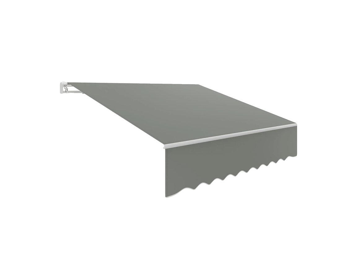 Toldo, tejido impermeable, accionamiento manual con manivela, color gris.