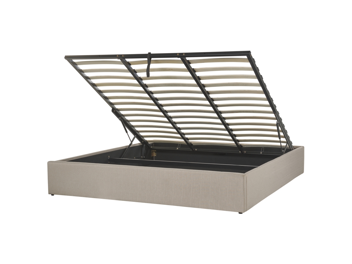 Cama con somier BELIANI Dinan de Poliéster Beige 187x214x31