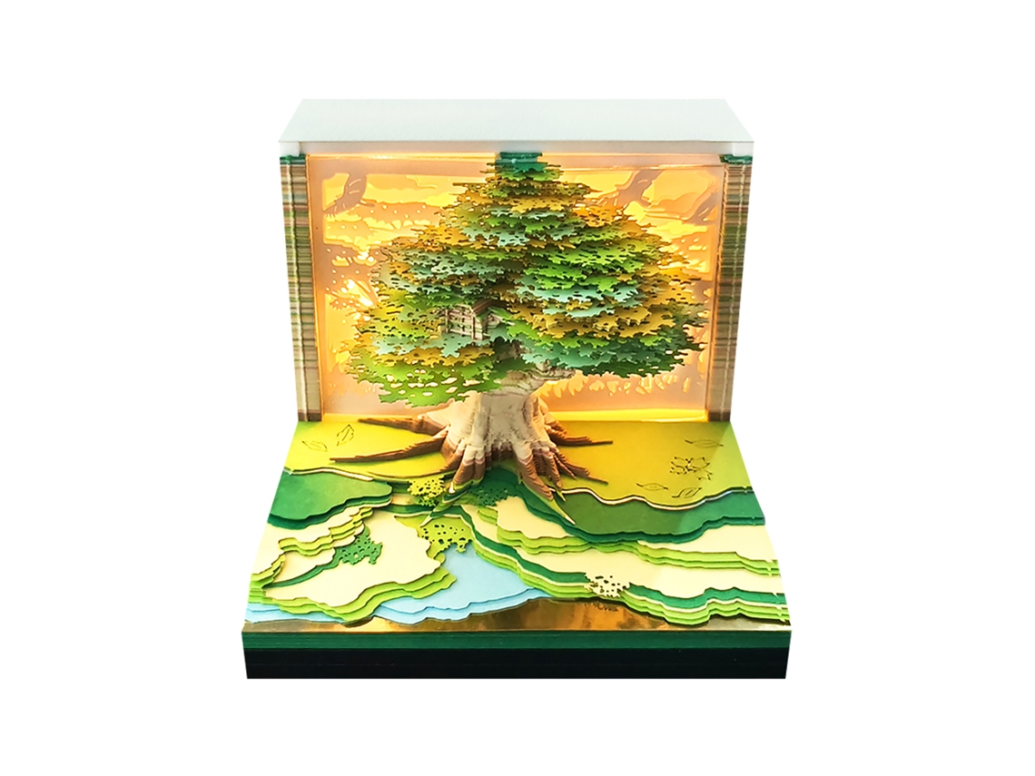 Bloc de notas Eifson con pegatinas 3D y forma de árbol Qiyuan con luz