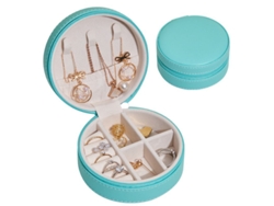 Caja De Joyería Para Mujer, Estuche De Cuero Pequeño, Organizador De Viaje, Azul