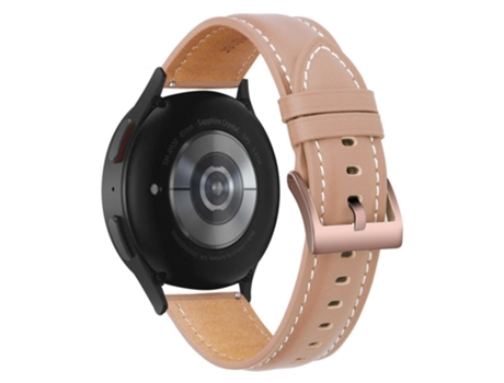 Correa de piel auténtica costura ajustable para Samsung Galaxy Watch 5 40mm/44mm/5 Pro 45mm - Rosa claro/hebilla rosa