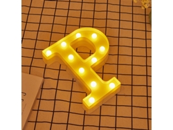 Letra LED P Iluminada con Luz Blanca Cálida, Altura 22cm, Funcionamiento a Pilas 2*AA