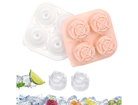 Bandeja de cubitos de hielo de rosa, molde de hielo de esfera en forma de rosa para whisky, cócteles, jugo casero (rosa)