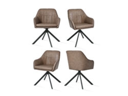 Sillas De Comedor Goeurvant 1437(pack De 4, Marrón Oscuro, Cuero Pu)
