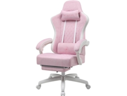 Silla Gaming Gtplayer, Silla De Oficina, Diseño Ergonómico, Asiento Con Muelles Y Reposapiés, Tela, Blanco-rosa