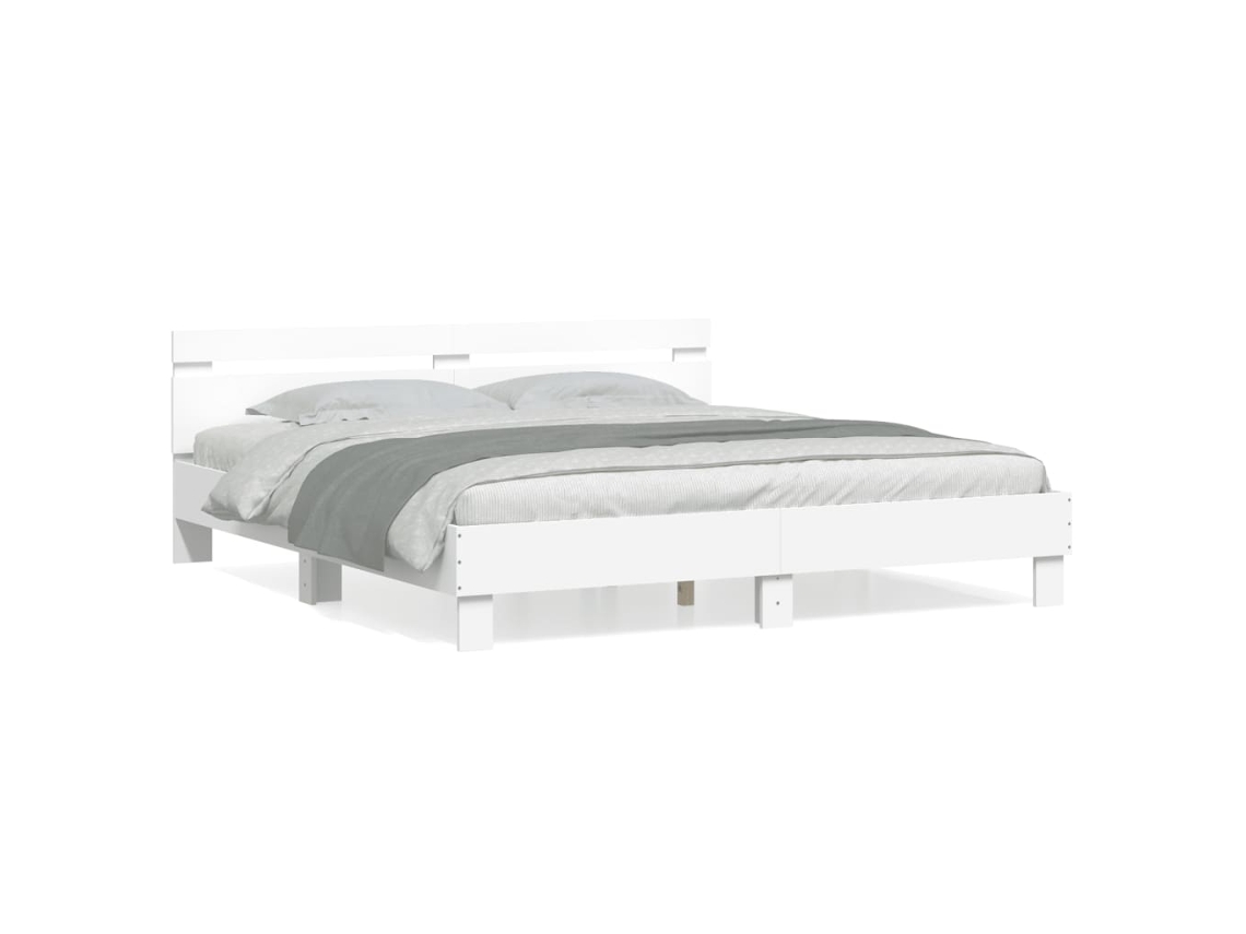 Maison Exclusive - Estructura Cama Con Cabecero Madera Ingeniería Blanco 160x200cm