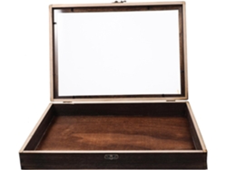Vitrina De Madera De Carbono De 36,5 X 26,5 X 6 Cm Con Cojín De Eva Blanco Para Muestras.