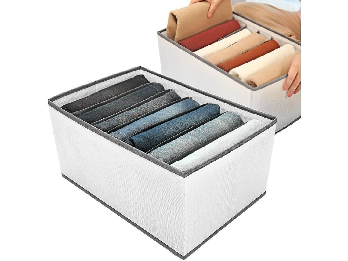 Organizador De Armario Con 7 Compartimentos, 2 Unidades, Plegable Y Apilable.
