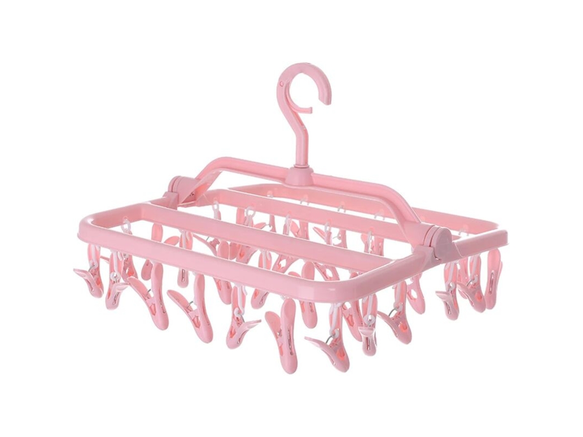 Tendedero De Calcetines Con 32 Pinzas – Percha Plegable Colgante Para Ropa Interior Y Piezas Pequeñas
