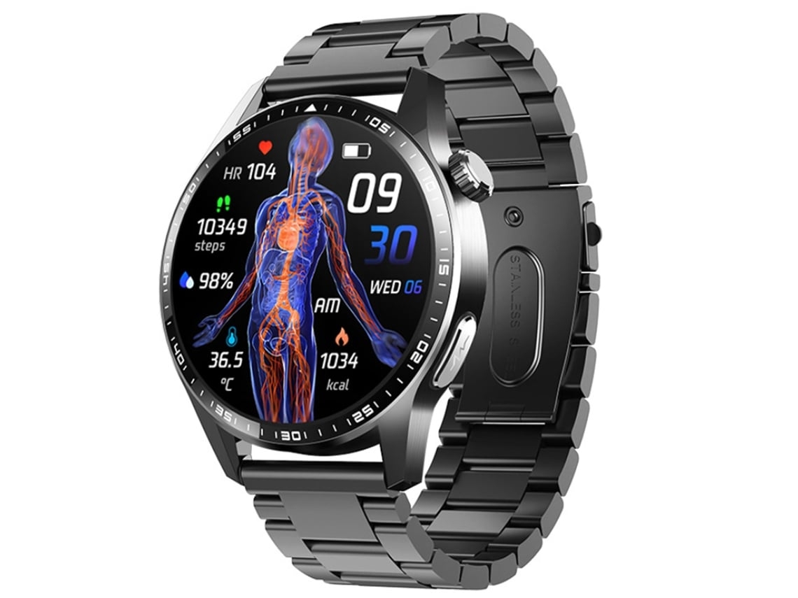 Reloj inteligente con monitoreo de estrés Ecg Azúcar en sangre Seguimiento de ácido úrico Llamadas Bluetooth Función Sos y modos Esport YEMAESRE