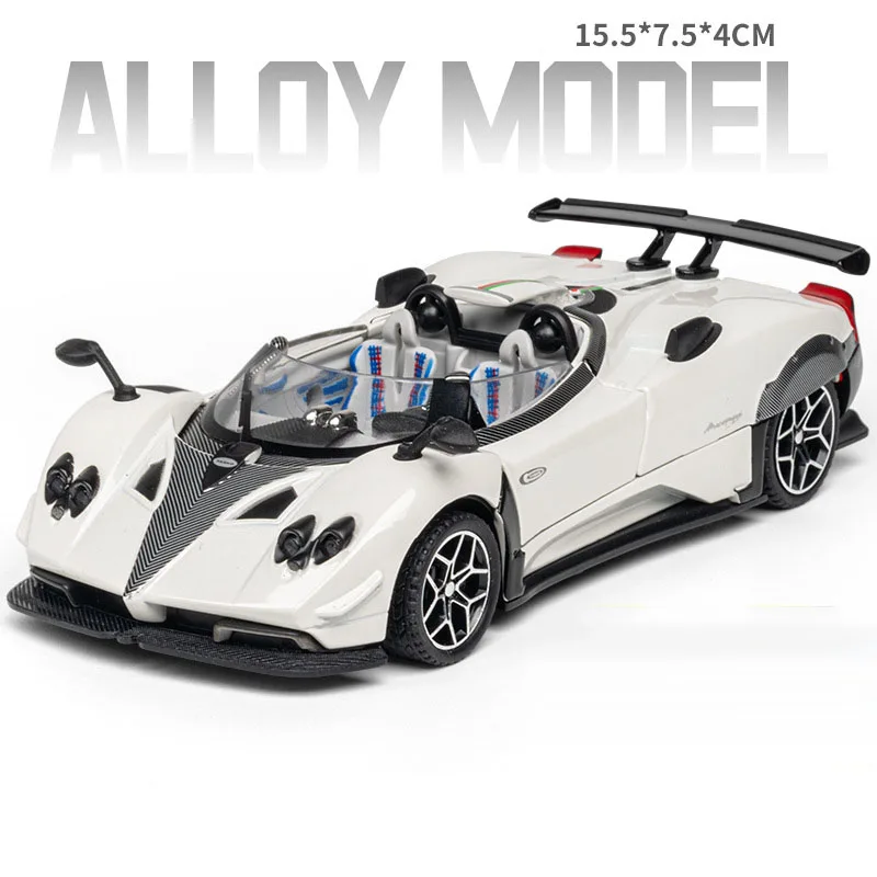 (Zonda, Blanco) 1:32 - Coche deportivo en miniatura - Aleación fundida a presión - Puertas que se abren