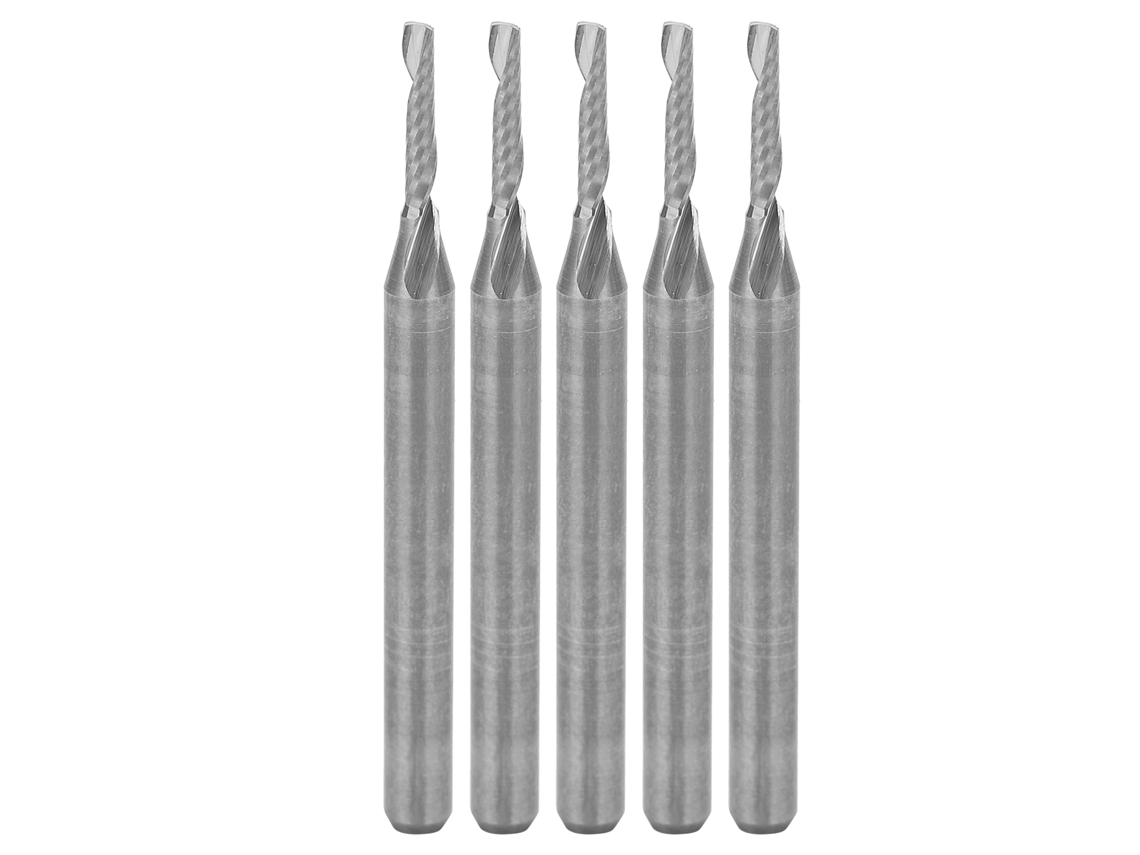 5 Fresas Espirales De Una Sola Ranura Con Vástago Recto De Acero De Tungsteno De 3,175 X 1,5 X 8 X 38 Mm