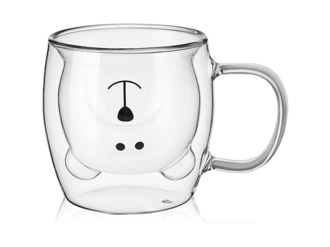 2026da-taza De Vidrio Doble Pared Oso Con Mango Aislado Para Café Leche Bebidas 250ml Blanco