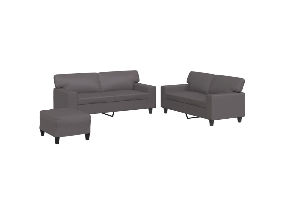 Maison Exclusive - Juego De Sofás 3 Piezas Cuero Sintético Gris