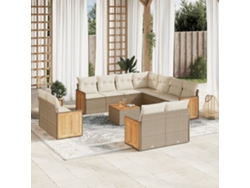 Conjunto de 12 sofás de jardín con cojines de mimbre beige de DKD Home Decor