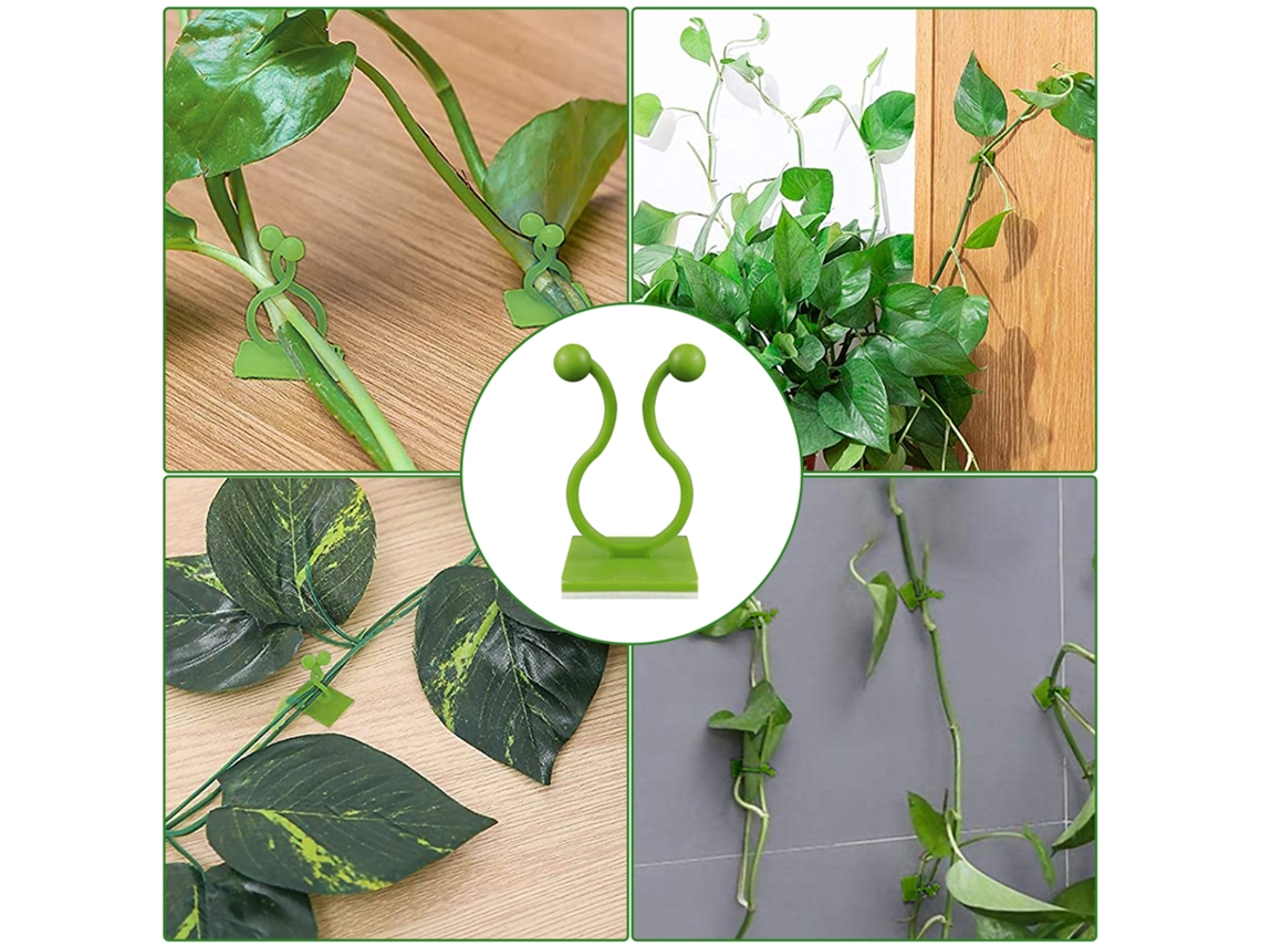 Gancho Autoadhesivo Para Plantas Trepadoras, Montaje En Pared, Retenedor Multifuncional, Verde, 50 Piezas, Abs