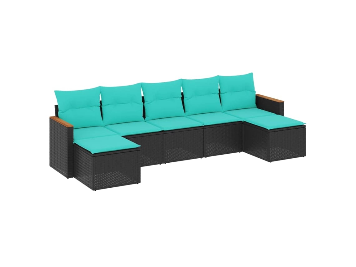 Maison Exclusive - Conjunto De Sofá De Jardín De 7 Piezas Con Cojines, De Poliratán Negro
