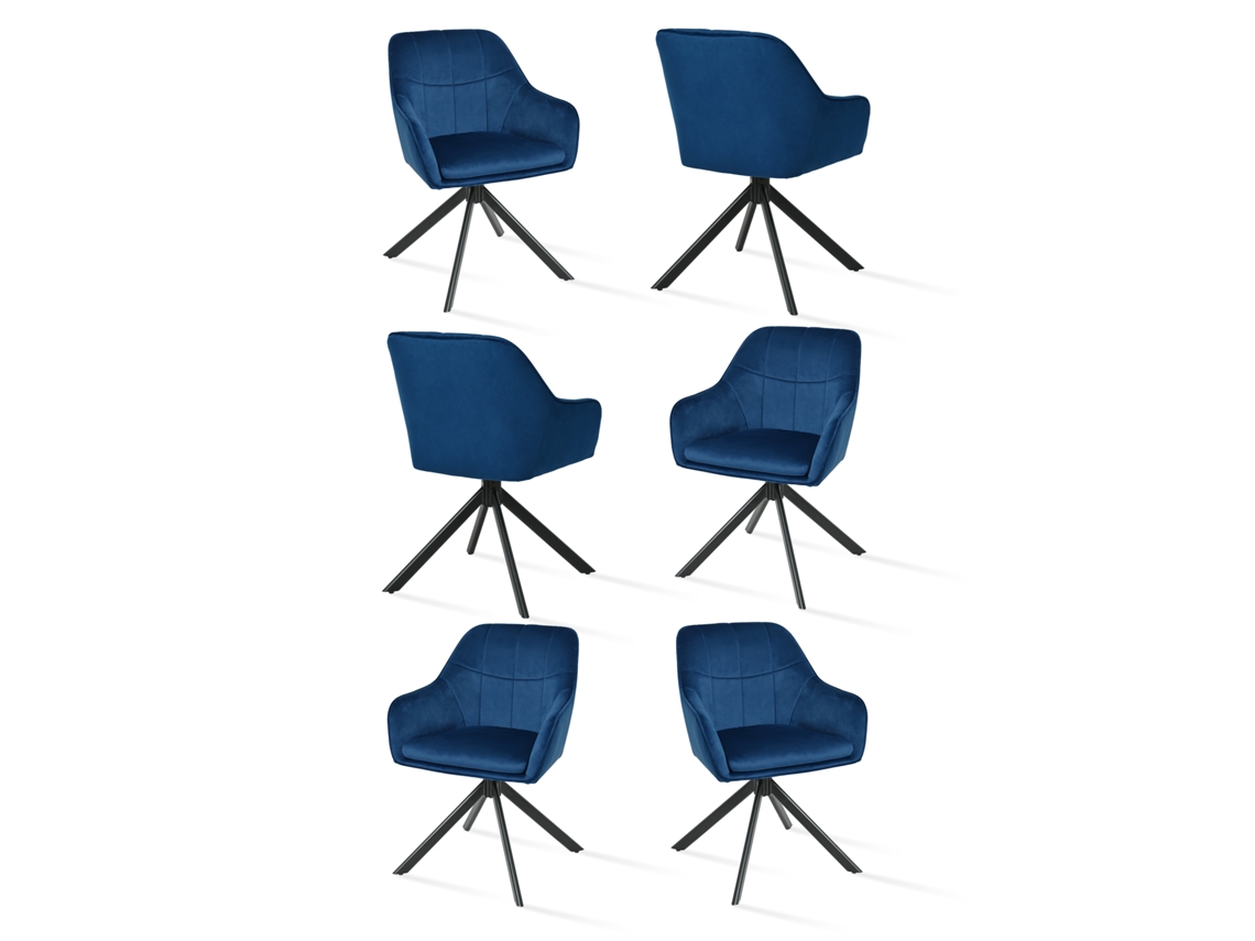 Sillas De Comedor Goeurvant 1437(pack De 6, Azul Prusiano, Terciopelo)