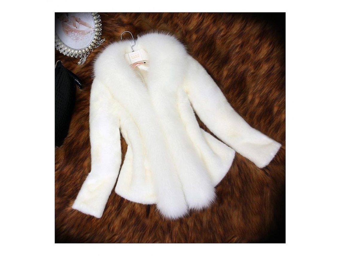 2026-chaqueta De Invierno De Pelo Falso Lujoso Para Mujer Estilo Elegante Corta Corta Talla Asia 2xl Blanco