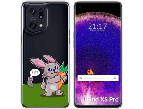 Carcasa para Oppo Find X5 Pro 5G TUMUNDOSMARTPHONE Dibujos Transparente Conejo Multicolor