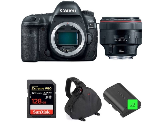 Kit Cámara Reflex CANON EOS 5D Mark IV + EF 85mm f/1.2L II USM + SanDisk 128GB + 2 LP-E6N + Bolsa