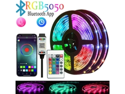 Elfeland - Kit de tira LED RGB 5050 de 5 m con control remoto Bluetooth, 5 V, 30 LED/m, tira adhesiva flexible y recortable, clasificación IP20, para decoración del hogar (1 m, 2 m, 5 m)