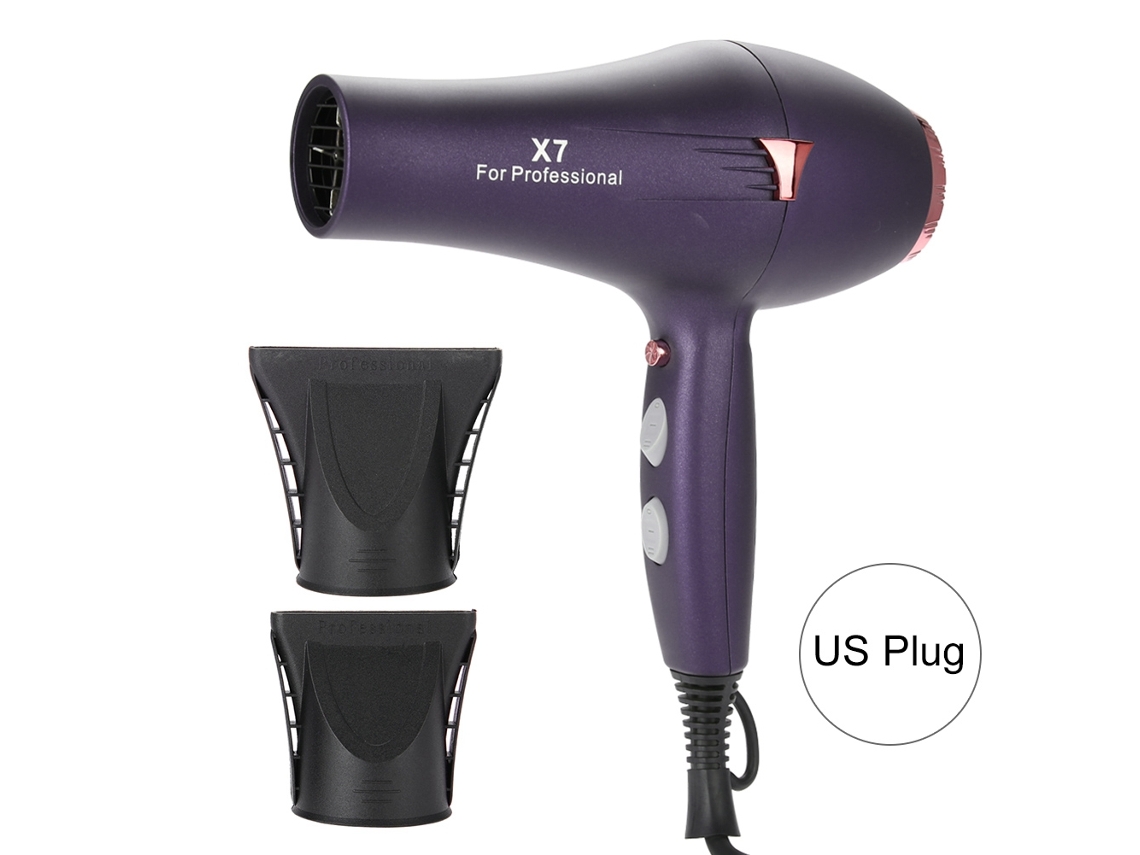 Secador De Pelo Profesional Anión Con Boquillas Concentrador Y Difusor, Calor Y Frío, Morado