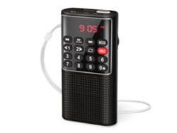 Mini Radio Fm Portátil (negra), Grabadora Y Batería Recargable Duradera.