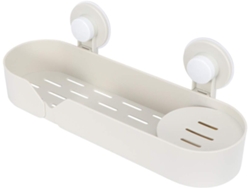 Jabonera de pared con práctico estante para baño, blanca, Slowmoose