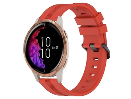 Correa para reloj Garmin Venu de 20 mm, silicona roja, cóncava, a rayas VENISYMLIS