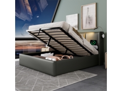 Cama De Poliuretano De 140x200 Con Puerto Usb Y Espacio De Almacenamiento.