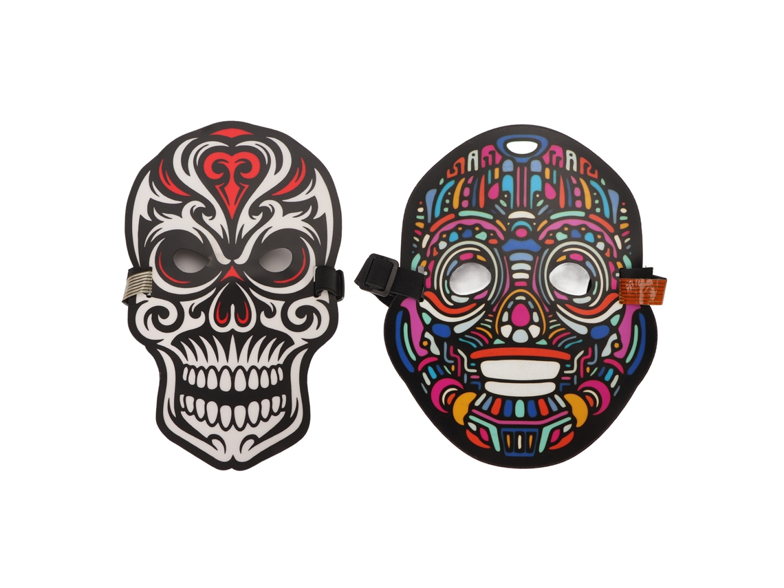 Máscara facial LED con control de voz, tamaño ajustable, iluminada, para fiesta de Halloween, cosplay, 2 unidades