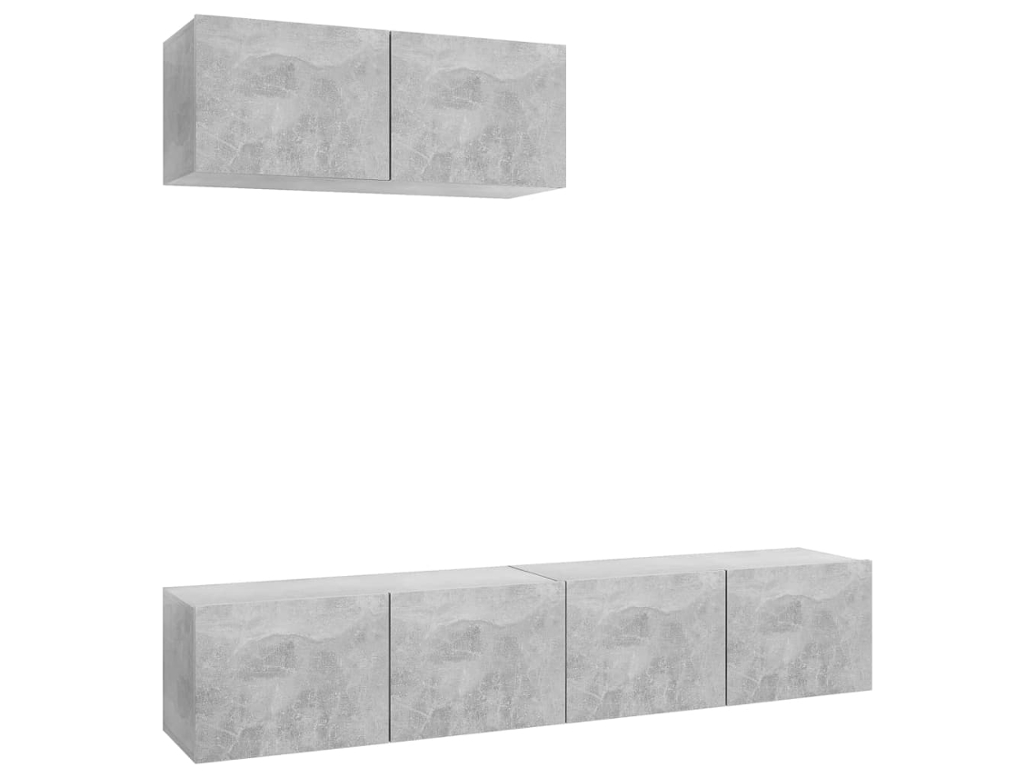 Mueble TV 3 Piezas Derivado Madera Cemento Gris MAISON EXCLUSIVE