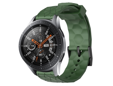 Correa de reloj inteligente para Samsung Galaxy Watch 46 mm 22 mm Patrón de fútbol Correa de silicona de color sólido (verde militar)