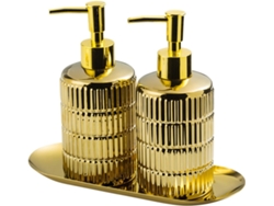 Villcase Juego De 2 Botellas Dispensadoras De Cerámica Para Baño Diseño Americano, Prevención De Fugas Y Bandeja