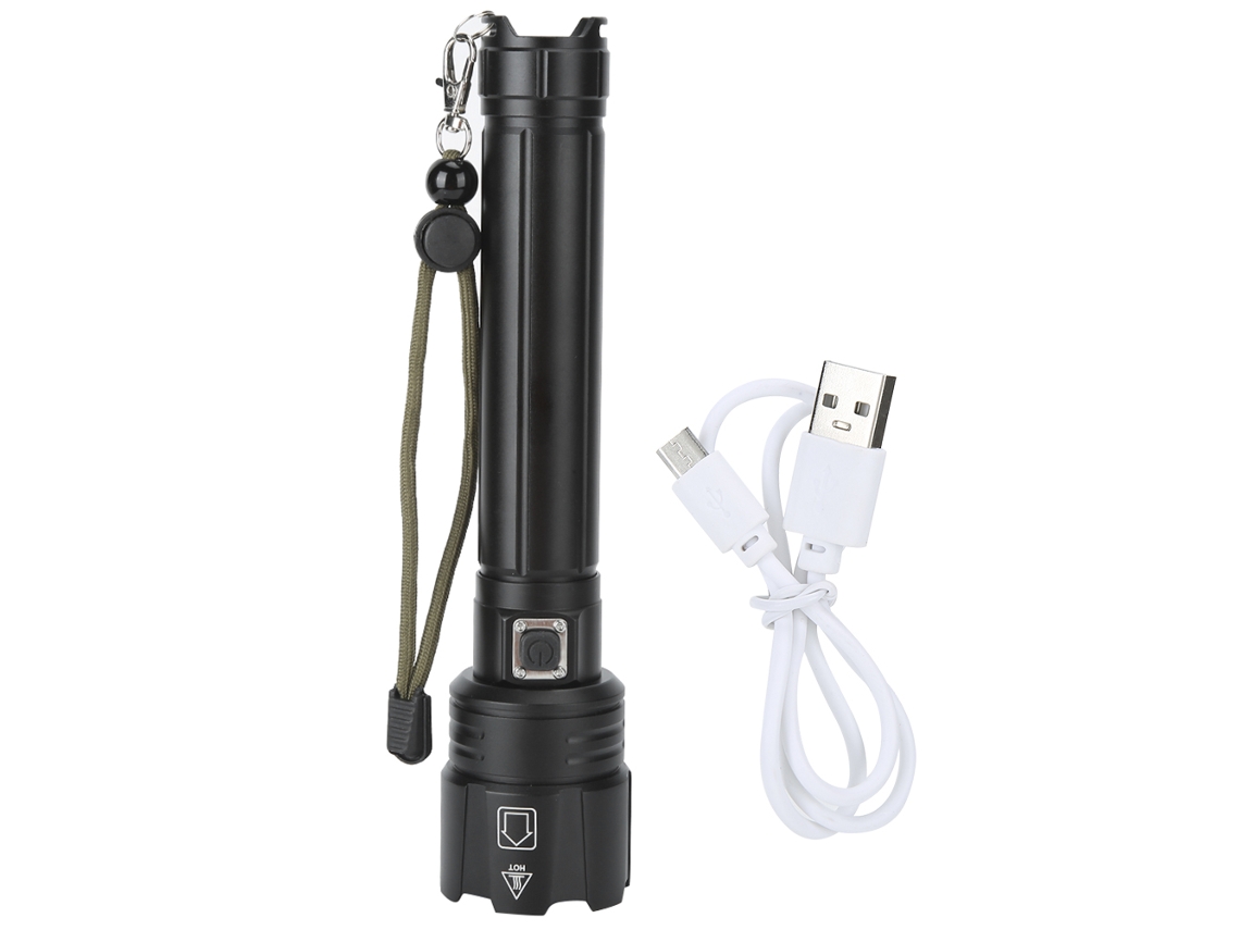 2026-linterna Led P90 Ultra Brillante Impermeable Ipx4 Carga Usb Con Zoom Y Pantalla De Potencia Para Camping Al Aire Libre Negro