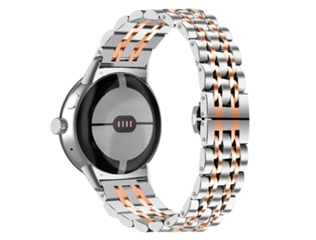 Correa de acero inoxidable 7 cuentas para Google Pixel Watch - plata/oro rosa
