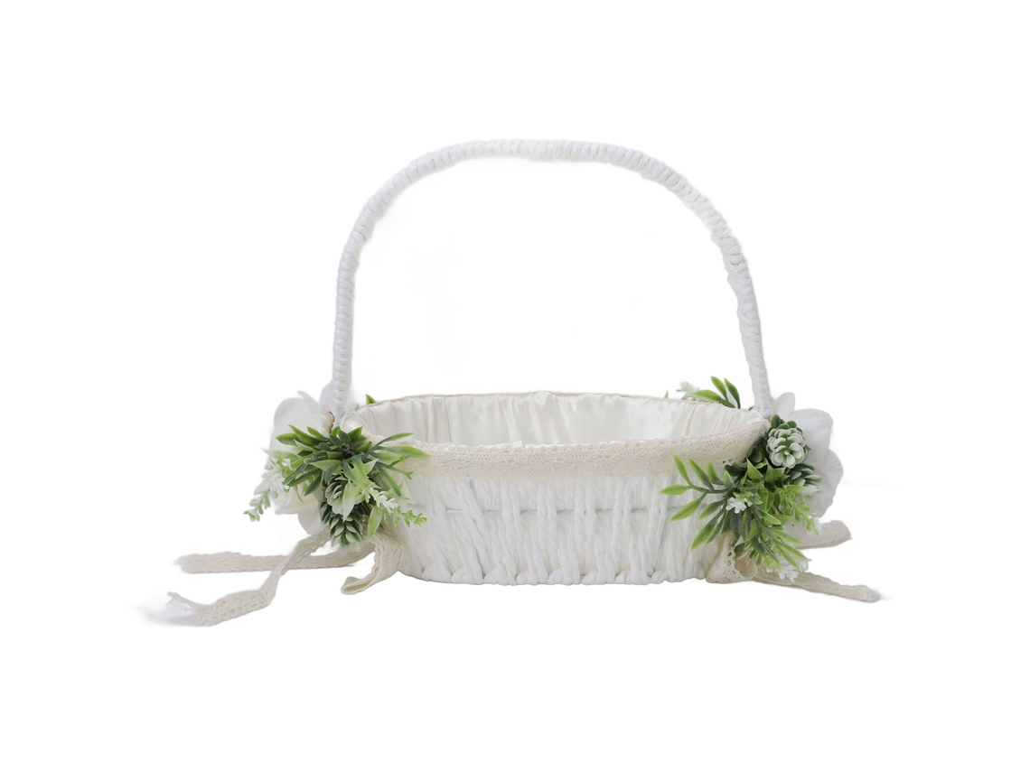 Cesta Romántica, Elegante Y Ligera Tejida A Mano Para Niña De Las Flores Para Bodas 5799