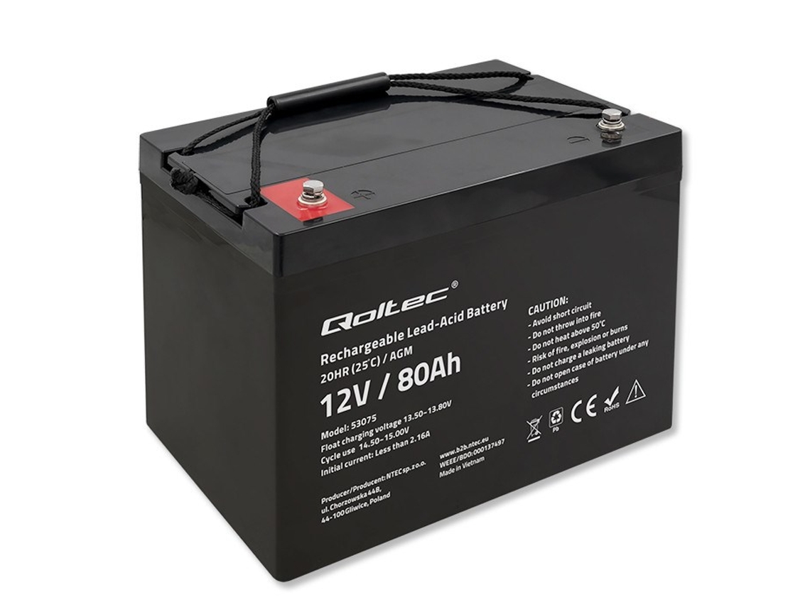 Batería Agm 53075 | 12v | 80ah | 23,5kg Qoltec