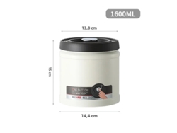 (blanco 1600ml) Caja De Almacenamiento De Café Al Vacío, Tipo Filtro A Presión, Fabricada En Acero Inoxidable 304.