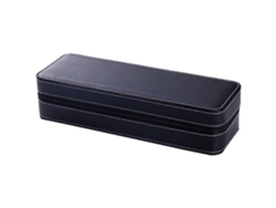 Estuche portátil para relojes con 6 compartimentos y cremallera, ideal para viajes, colección y almacenamiento de joyas, Hengjian (negro)
