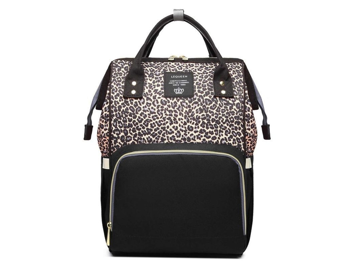 2026-mochila Multifuncional Para Mamá Estampado De Leopardo Capacidad Grande Impermeable Bolsa Maternidad Café