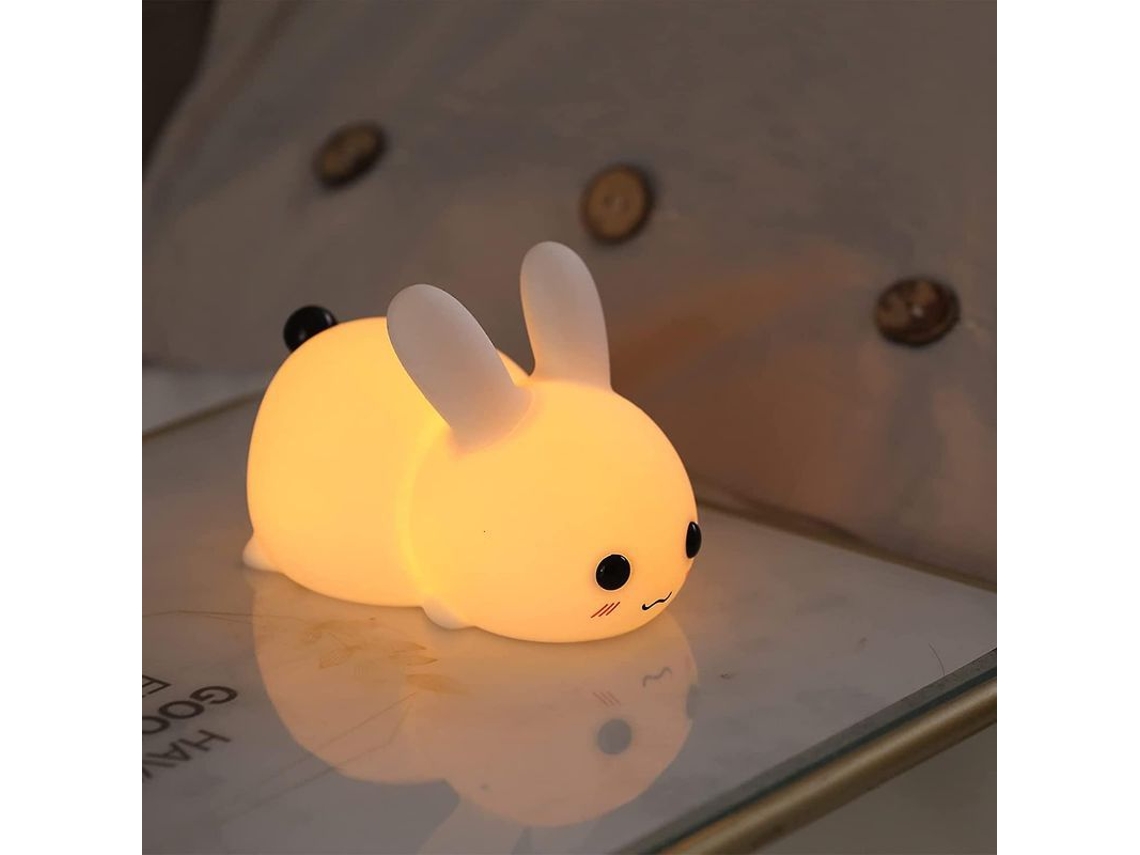 Lámpara de noche con forma de conejo suave para niños, ajustable, funciona con pilas, USB, decoración para la habitación del bebé, regalo