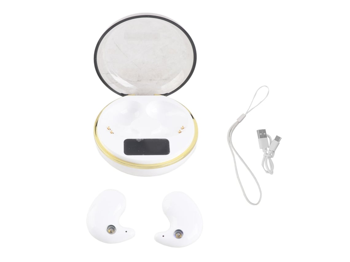 Auriculares Inalámbricos Bluetooth Con Estuche De Carga Y Pantalla Digital Para Dormir, Trabajar Y Escuchar Música - Blanco