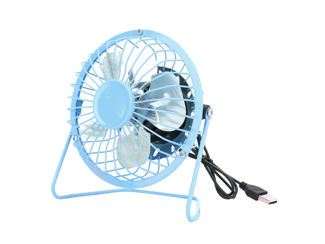 Mini ventilador de escritorio USB portátil, hierro forjado, azul