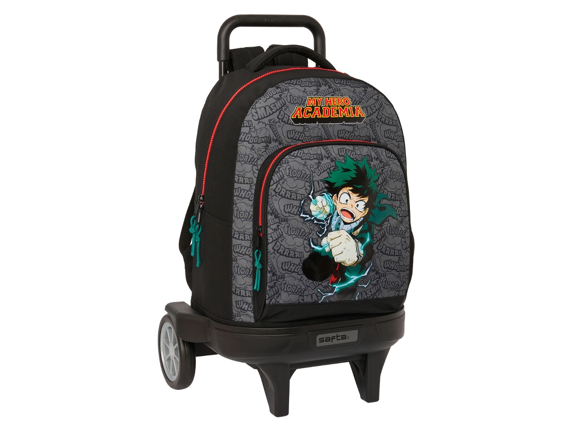 Mochila Escolar Con Ruedas My Hero Academia Negro 33 X 45 X 22 Cm